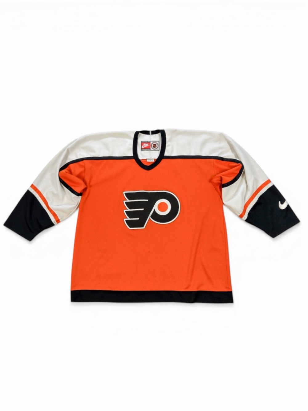 VTG Nike Team Sports Philadelphia Flyers NHL Hockey Jersey XL White Orange Black
